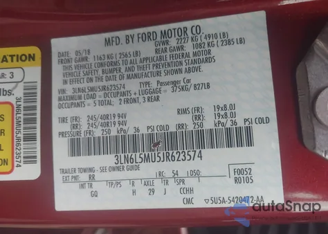 2018 Lincoln Mkz Hybrid Reserve from USA, damaged, VIN 3LN6L5MU5JR623574